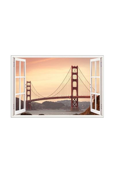 BV Decorative sticker, 3D Window, Golden Gate Bridge, 85 cm, 641STK
