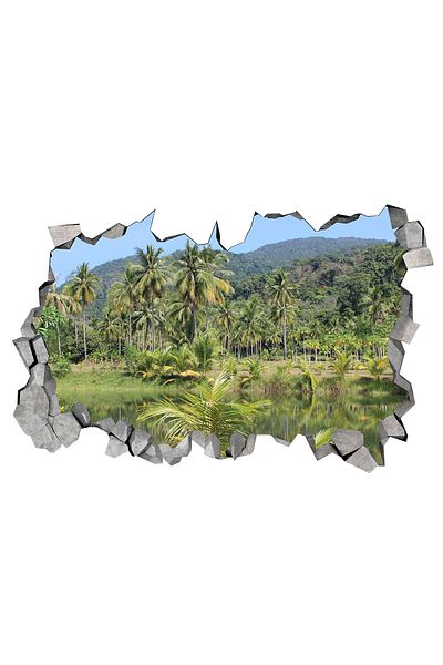 BV Decorative sticker, hole in the wall 3D, Palm trees, 85 cm, 185STK-1