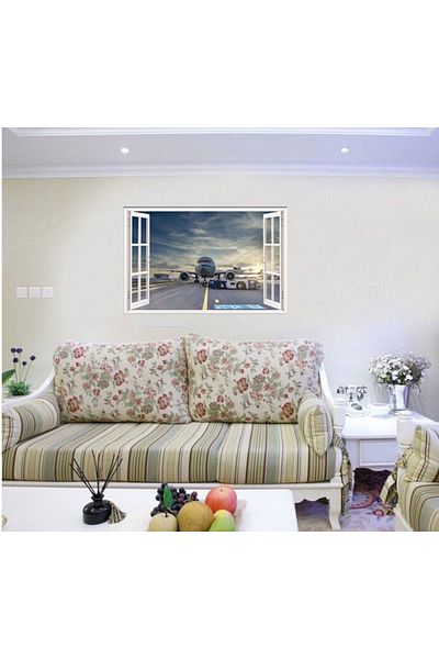 BV Decorative sticker, 3D window, Airplane, 85 cm, 646STK