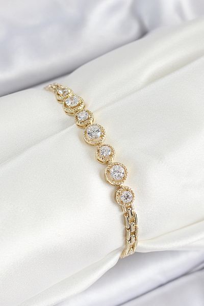 Clariss Xuping Brass Row Circle Baguette Model Gold Color Women's Bracelet