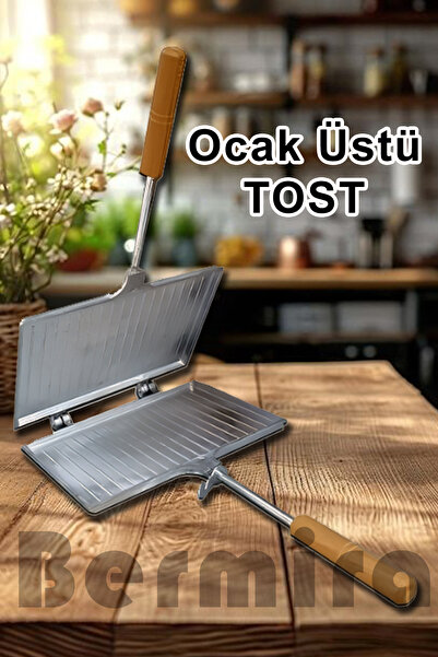 BERMİRA Home Collection Tost Makinası Alüminyum Ocak Üstü 24x18 Cm