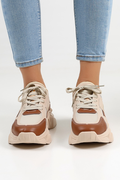 Encool Kahverengi Kadın Günlük Sneaker Ayakkabı Yüksek Taban - Renk Seçenekleri Ile