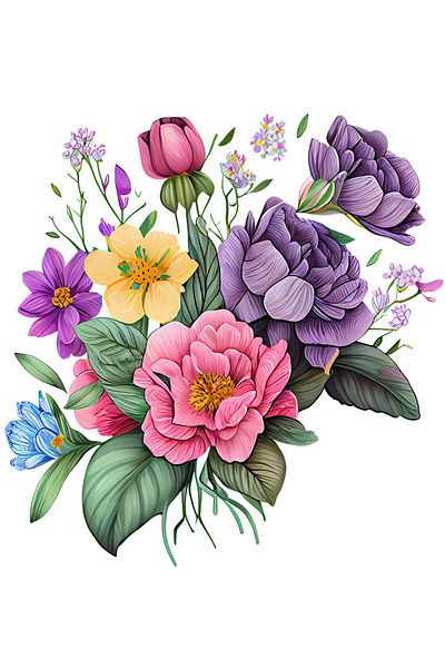 BV Decorative sticker, Flowers, Multicolor, 64 cm, 1216STK-7