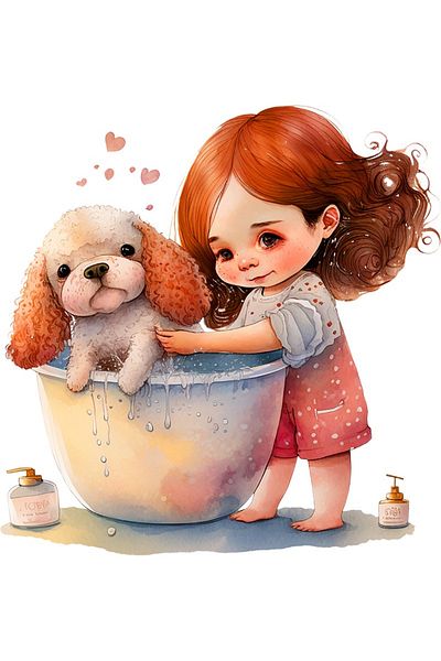BV Decorative sticker, Little Girl and the Puppy, Multicolor, 61 cm, 1294STK-3