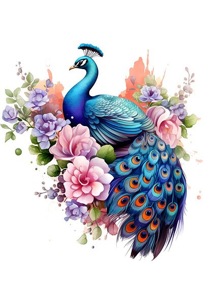 BV Decorative sticker, Peacock, Multicolor, 64 cm, 1345STK-2