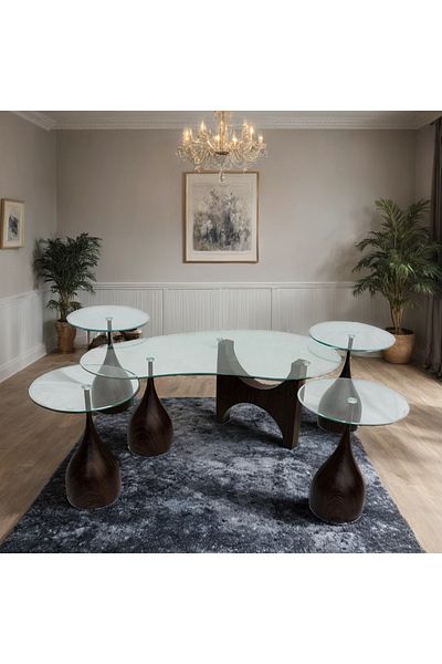 Ch 5-piece glass table set