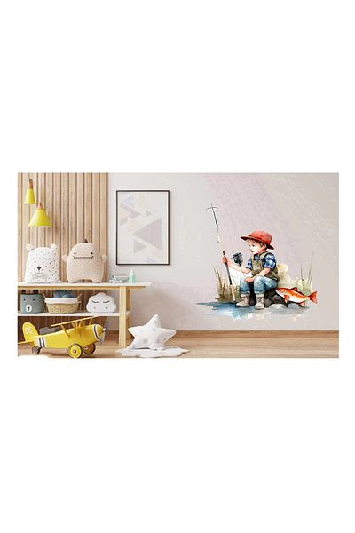 BV Decorative sticker, Boy Fishing, Multicolor, 62 cm, 1289STK