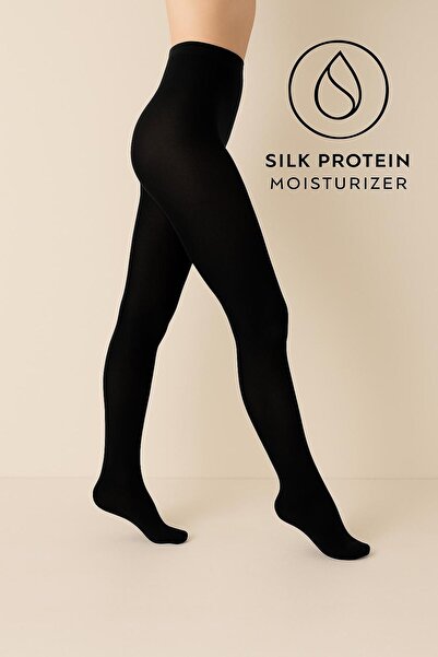 DÜVEN Chiloți negri parfumați 50 den cu proteine din mătase – talie ultra-moale, mată și confortabilă