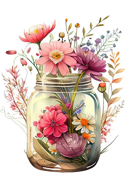 BV Decorative Sticker, Jar with Flowers, Multicolor, 75 cm, 1265STK-6