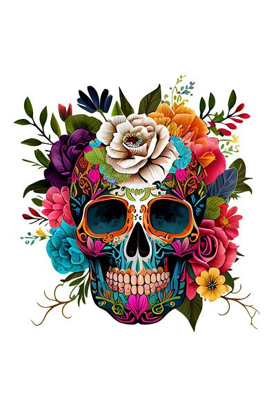 BV Decorative sticker, Sugar Skull, Multicolor, 64 cm, 1201STK-1
