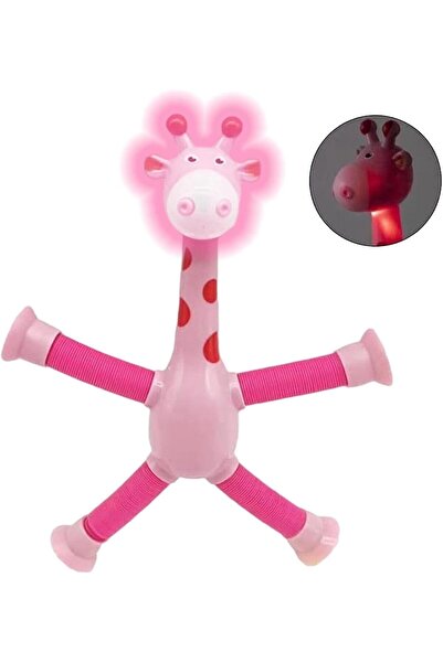 generin Işıklı Zürafa Teleskopik Vakumlu Tüp Oyuncak – Eğlenceli Pop-up Teles...