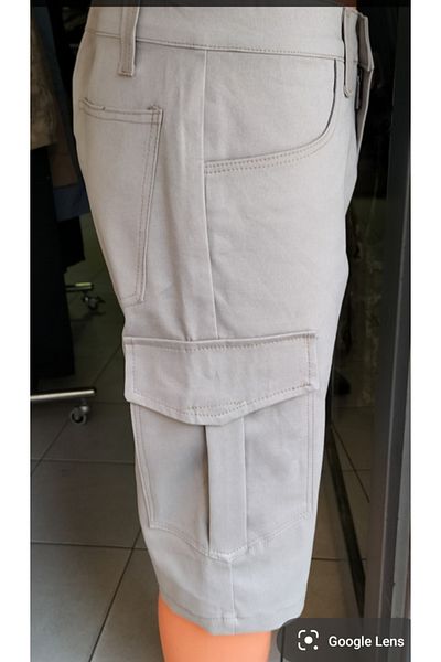 BeyzDenim Light Gray Gabardine (Colored Jeans) Shorts Capri Plus Size Medium Thickness