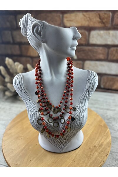 SEDEF TAKI Turuncu antik Vintage kolye