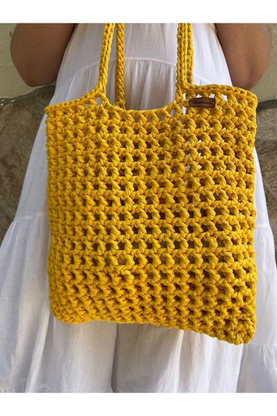 Minya collection El Örgüsü File Veronika Model Omuz ve Plaj Çantası – Yazlık Model