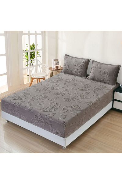 FIONNA.RO Cocolino Embossed Butterflies Duvet Cover 180x200cm - Grey