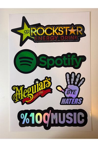 cakaybu Rockstar,Spotify,Meguiars,Laptop Sticker (Sticker) Notebook, Helmet, Bicycle, Motorcycle,