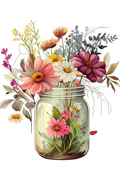 BV Decorative Sticker, Jar with Flowers, Multicolor, 70 cm, 1265STK-2