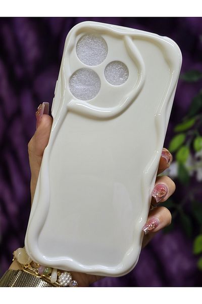 Magic Ring حافظة هاتف Xiaomi Redmi 13 متوافقة مع حواف مموجة ثلاثية الأبعاد باللون الأبيض