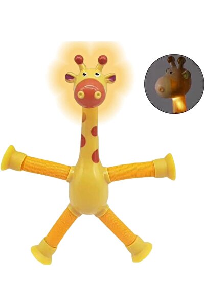 generin Işıklı Zürafa Teleskopik Vakumlu Tüp Oyuncak – Eğlenceli Pop-up Teleskopik Fidget Oyuncak