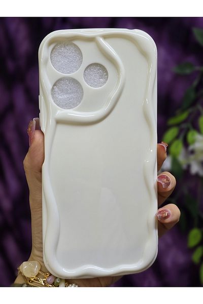 Magic Ring حافظة هاتف Xiaomi Redmi 13 متوافقة مع حواف مموجة ثلاثية الأبعاد باللون الأبيض