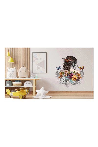 BV Decorative Sticker, Girl, Butterflies and Flowers, Multicolor, 70 cm, 1208STK-4