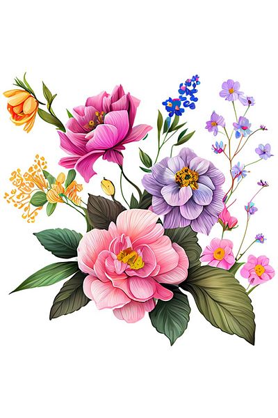 BV Decorative sticker, Flowers, Multicolor, 60 cm, 1216STK-3