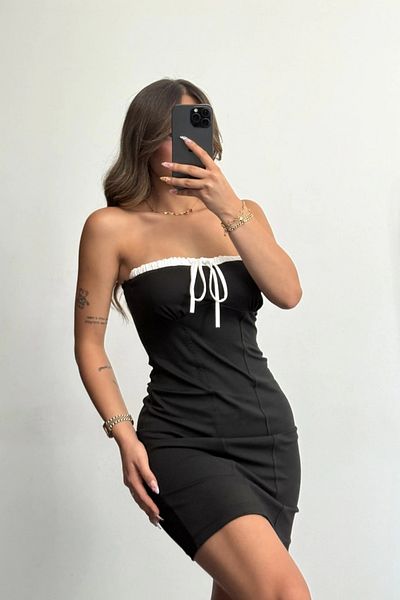 MOZENA Strapless Mini Tie Dress