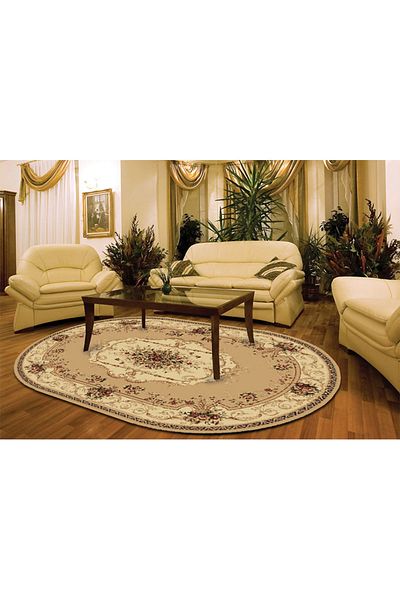 Lotos Oval Carpet Covorexpert 507-100, Various Sizes, Beige, Cream, 8 Mm Thread, Anti-Allergic, Living Room