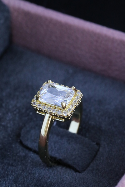 Inure Jewelry خاتم نسائي قابل للتعديل بتصميم خاص من حجر الزركون اللامع