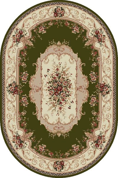 Lotos Oval Carpet Covorexpert 507-301, Various Sizes, Cream, Green, 8 Mm Thread, Anti-Allergic, Living Room
