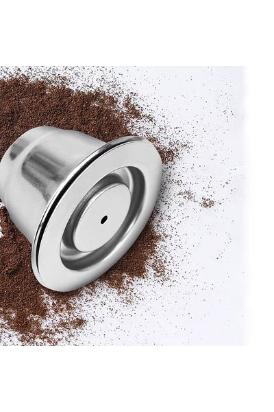 SONREYON 2Pcs Nespresso Refilled Steel Coffee Capsule + 1Pcs Tamper (Can Wash and Reuse)