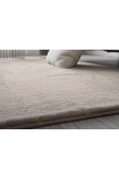 LOP Belgian Carpet Covorexpert 080, Imitation Rabbit Fur, 60 x 100 cm, Beige, 23 mm Thread, Anti-Slip