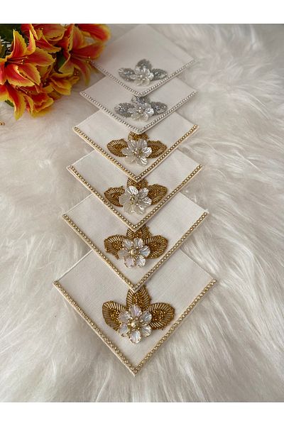 BÜŞRA Coffee Side Presentation Napkin with Stones 6 Pcs