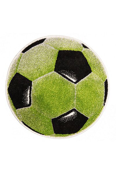 Kolibri Round Carpet for Children's Room Covorexpert Football Ball 11198-130, 67 x 67 cm, Green, 9 mm Thread