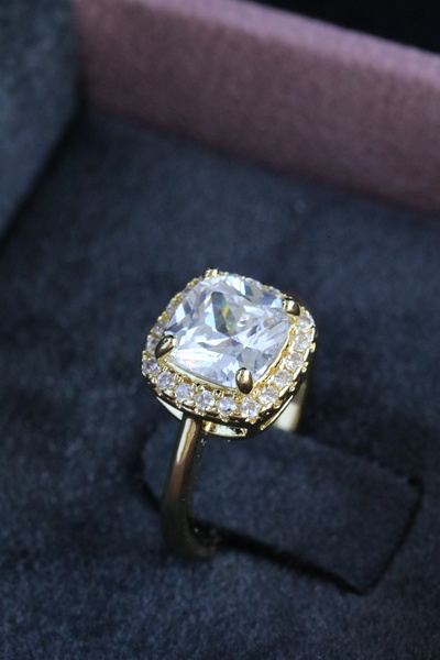 Inure Jewelry خاتم نسائي قابل للتعديل بتصميم خاص من حجر الزركون اللامع