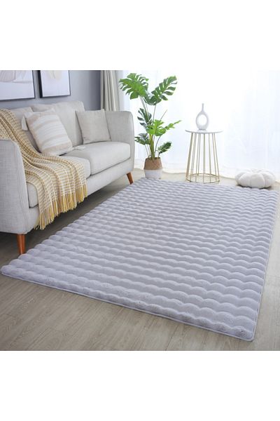 LOP Belgian Carpet Covorexpert 076, 3D Effect, Rabbit Fur Imitation, 60 x 100 cm, Grey, 23 mm Thread