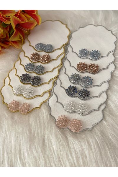 BÜŞRA Coffee Side Presentation Napkin with Stones 12 Pcs