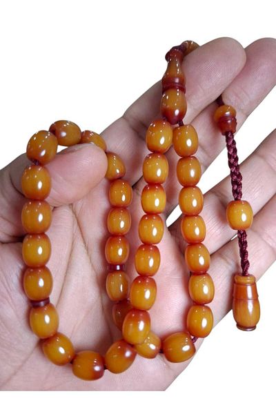 Cekke Tesbih Squeeze Amber 9*10 mm Old Style Daily Use Prayer Beads