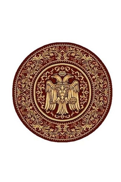 Lotos Round Carpet Covorexpert Church 15032-210, Double-headed Eagle, 150 x 150 cm, Grenade, 8 mm Thread