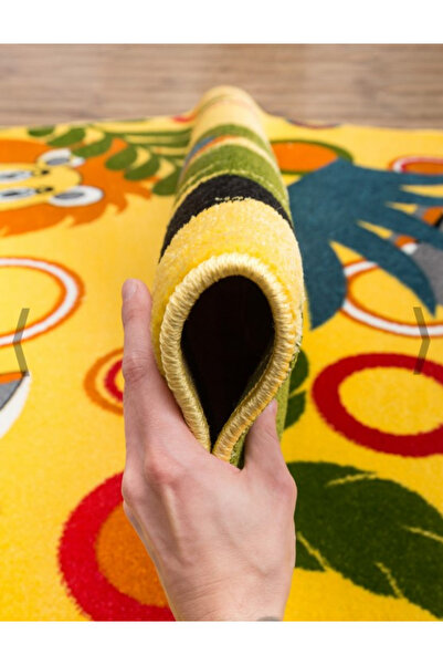 Kolibri Children's Room Carpet Animals 11141-150, Yellow, 9 mm Thread, Anti-Allergic