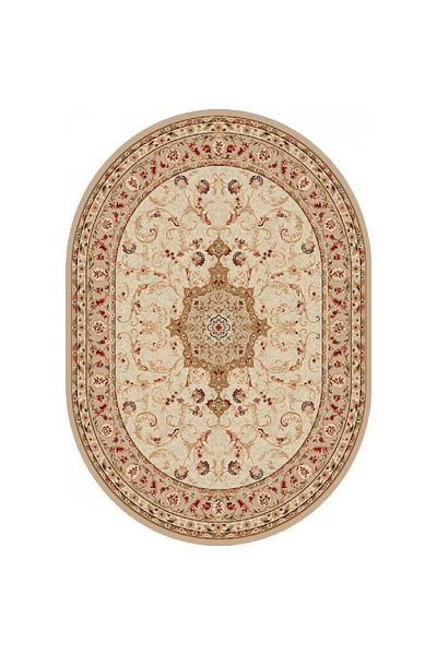 Lotos Oval Carpet Covorexpert 523-100, Beige, Cream, 8 Mm Thread, Various Sizes, Anti-Allergic, Living Room