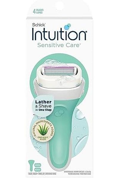 INTUITION Schick Sensitive Care Razor for Women with 2 Moisturizing Razor Blade Refills with Natural