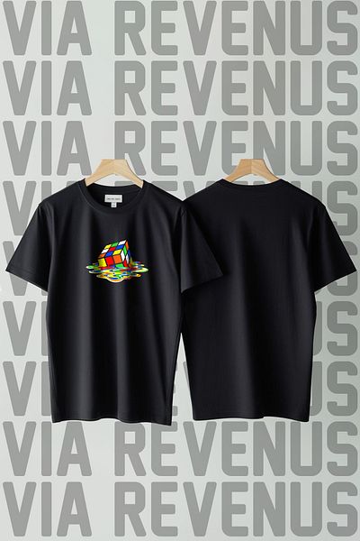 Vordevia Tricou unisex cu guler rotund, croială largă, 100% bumbac, cu imprimeu Rubik Cube / Sheldon
