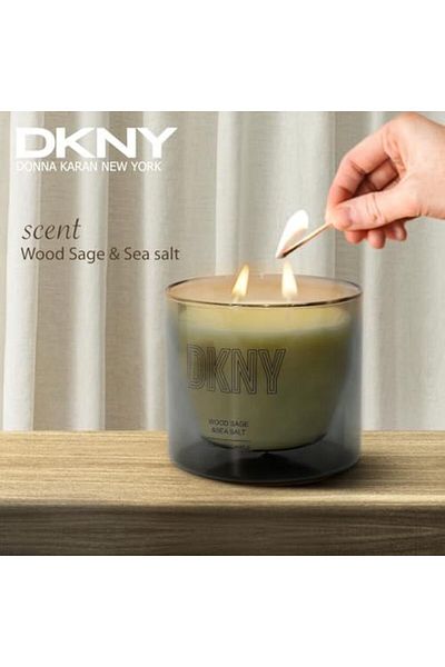 Dkny Double Wall Scented Candle 1-Wick to 3-Wick Cement Flameless Candles Dancing Flame Real Wax Mov