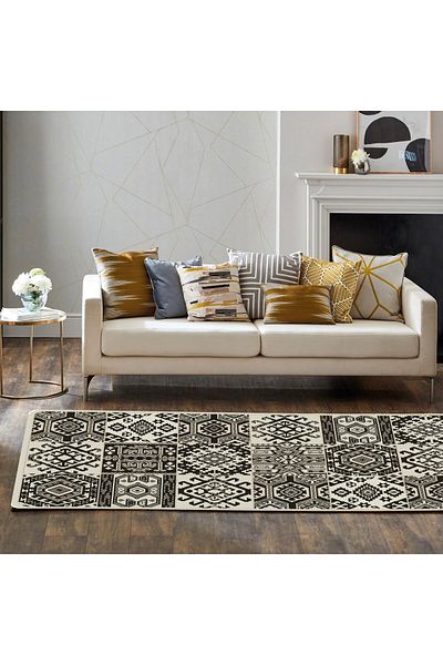 Flex Jute Kitchen Rug, Covorexpert 19636-08, 67 x 120 cm, Grey, Black, Anti-Slip