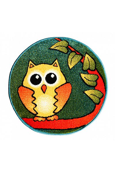 Kolibri Covor Rotund Camera Copii Covorexpert Bufnita 11279-140, 67 x 67 cm, Albastru, Fir 9 mm, Antialergic