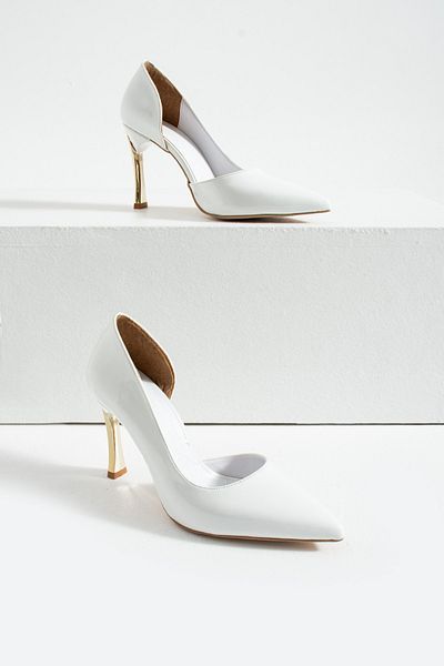 Pazzyonez Lenox Women's White Patent Leather Wedding and Engagement Evening Dress Stiletto Heeled Shoes for Special Occasions