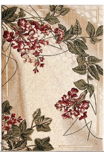 Lotos Carpet Covorexpert Floral 1511-110, Various Sizes, Cream, Brown, 8 Mm Thread, Anti-Allergic, Living Room