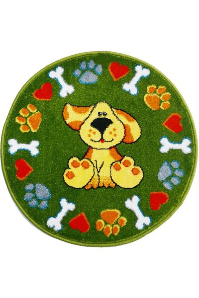 Kolibri Round Carpet for Children's Room Covorexpert Puppy 11100-130, Various Sizes, White, Green, 9 Mm Thread