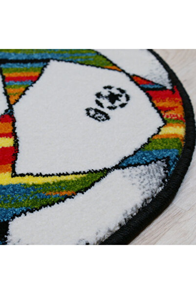 Kolibri Round Rug for Children's Room UEFA 11109-190, Multicolor, 9 mm Thread, Anti-Allergic